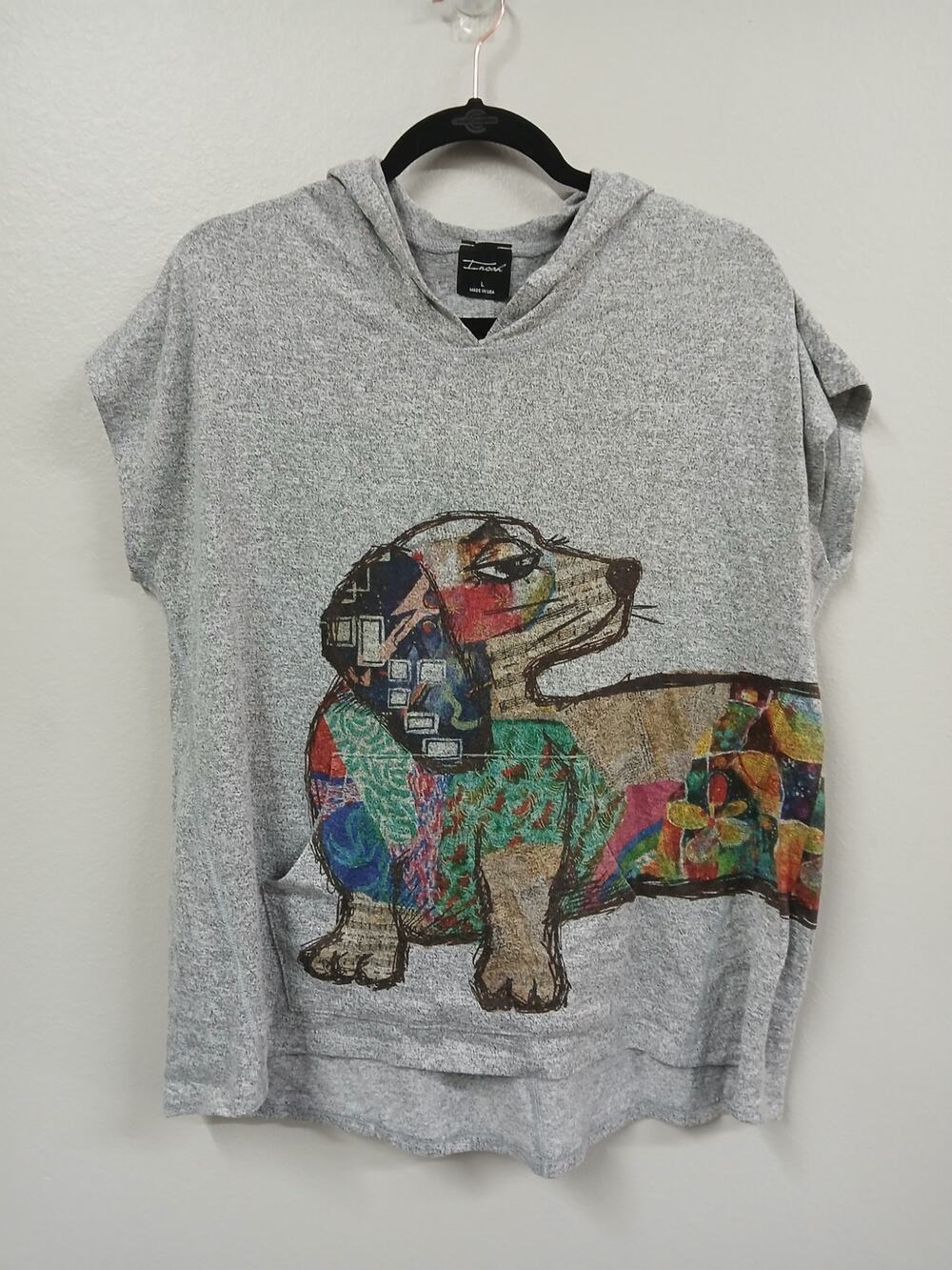 Inoah "Dapper Dog" Oversized Hooded Tunic, womens large